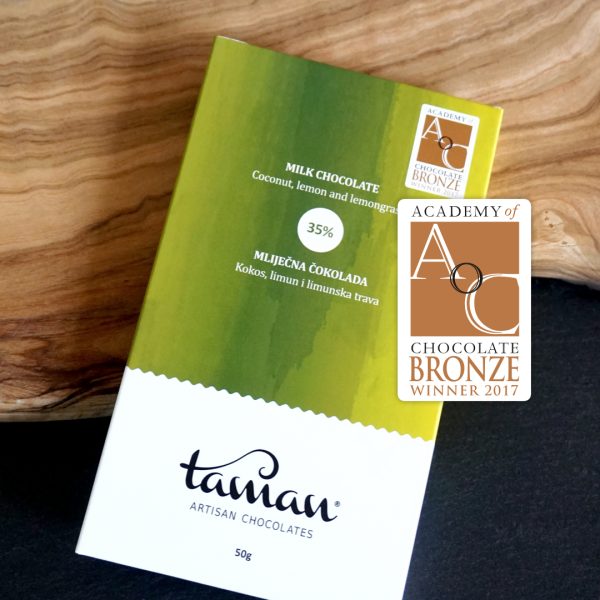 TAMAN mliječna čokolada s kokosom, limunom i limunskom travom